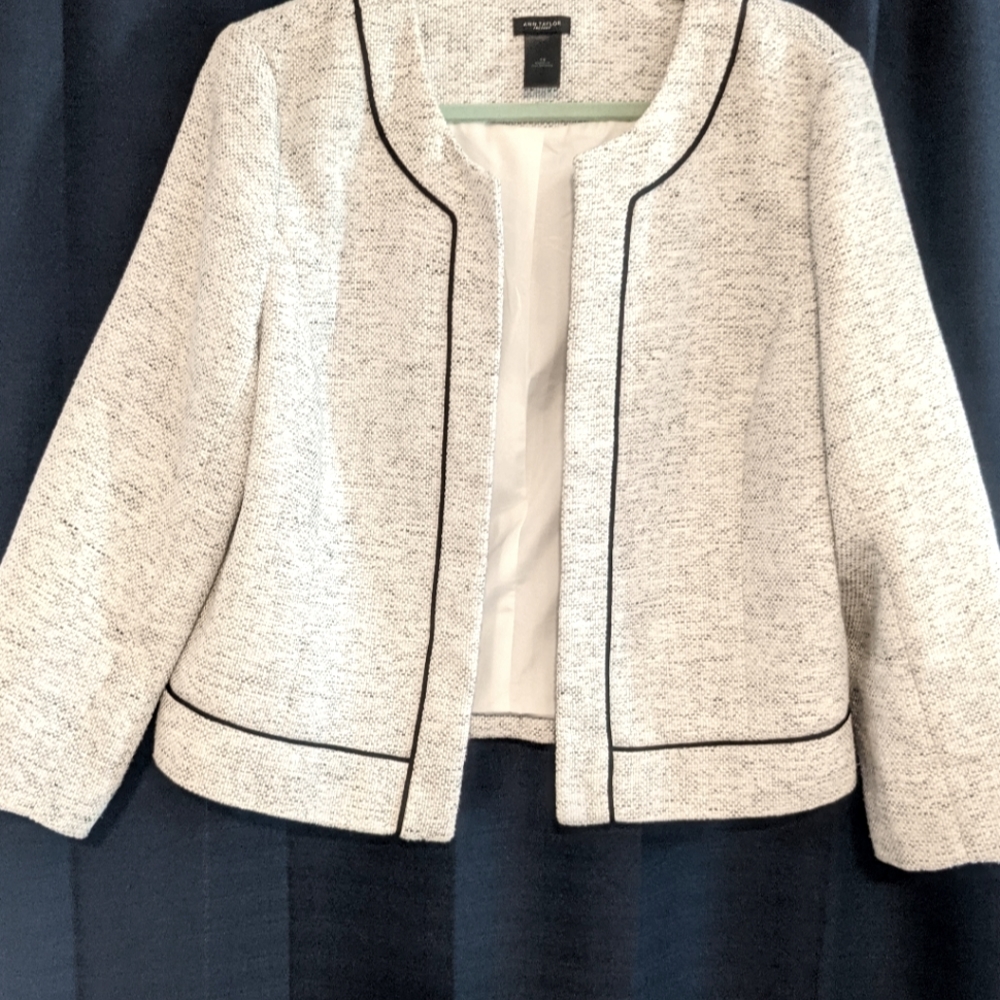 White Ann Taylor Tweed  Open blazer jacket